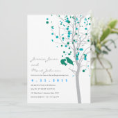 Invitation Inséparables de bleu de paon dans l'arbre avec le (Debout devant)