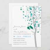 Invitation Inséparables de bleu de paon dans l'arbre avec le (Devant / Derrière)