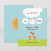 Invitation Inséparables de caricatures mignons (jour) Mariage (Devant / Derrière)