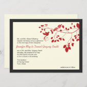 Invitation Inséparables de mariage rouge et noir (Devant / Derrière)