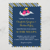 Invitation Inséparables de Navy Blue Stripes (Devant / Derrière)