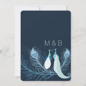 Invitation Inséparables de Peacock Pair Blue Wedding Invitati (Dos)