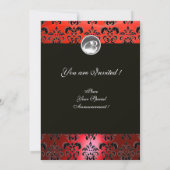 INVITATION INSÉPARABLES D'HIVER BLACK WHITE RED DAMASK MONOGR (Dos)