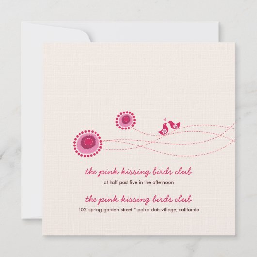 Invitation Inséparables Dots Roses Jolies Fleurs Mariage Invi (Dos)