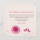 Invitation Inséparables Dots Roses Jolies Fleurs Mariage Invi (Devant / Derrière)