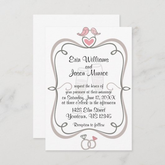 Invitation Inséparables et Champagne (Devant / Derrière)