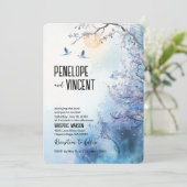 Invitation Inséparables et fleurs de cerisiers (Debout devant)