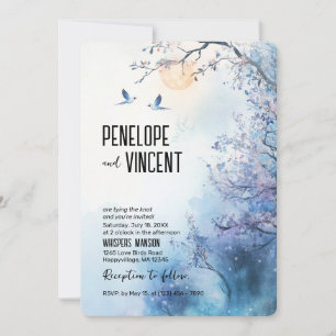 Invitation Inséparables et fleurs de cerisiers