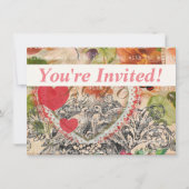 Invitation Inséparables Heart Red Art Collage (Devant)