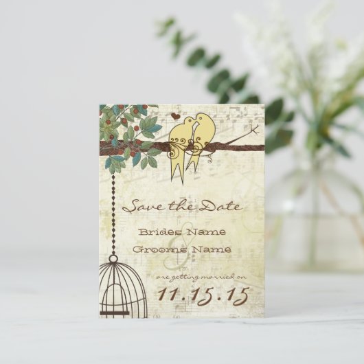 Invitation Inséparables jaunes assis dans un arbre Enregistre (Debout devant)