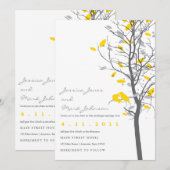 Invitation Inséparables jaunes dans l'arbre - 2 dégrossis (Devant / Derrière)