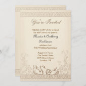 Invitation inséparables mariage anniversaire vintage (Devant / Derrière)