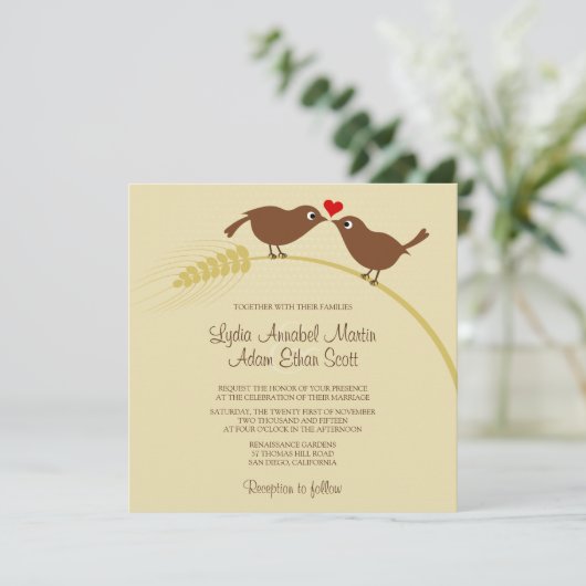 Invitation Inséparables Mariage campagnard créatif unique (Debout devant)