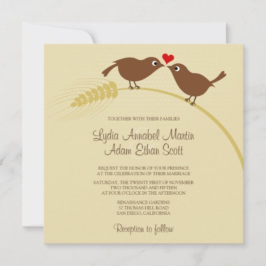 Invitation Inséparables Mariage campagnard créatif unique (Devant)
