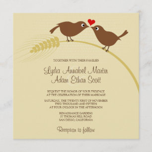 Invitation Inséparables Mariage campagnard créatif unique