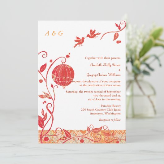 Invitation Inséparables Mariage monogramme (Debout devant)