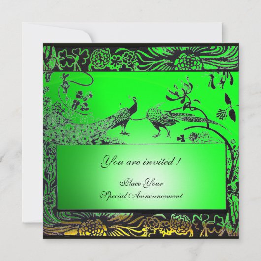 Invitation INSÉPARABLES mariages, jaune noir vert émeraude (Devant)