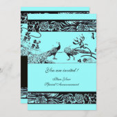 Invitation INSÉPARABLES mariages, noir et blanc bleu (Devant / Derrière)