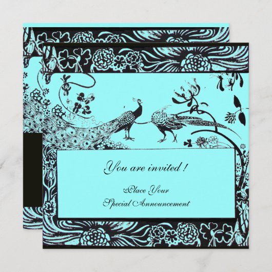 Invitation INSÉPARABLES mariages, noir et blanc, bleu (Devant / Derrière)