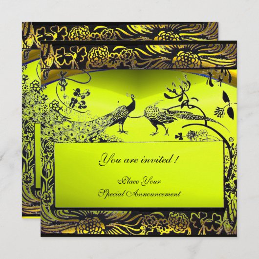 Invitation INSÉPARABLES mariages, noir et blanc, jaune (Devant / Derrière)