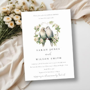 Invitation Inséparables modernes Botanique Wreath Couples Dou