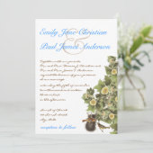 Invitation Inséparables Nesting Aqua Blue Font Mariage (Debout devant)