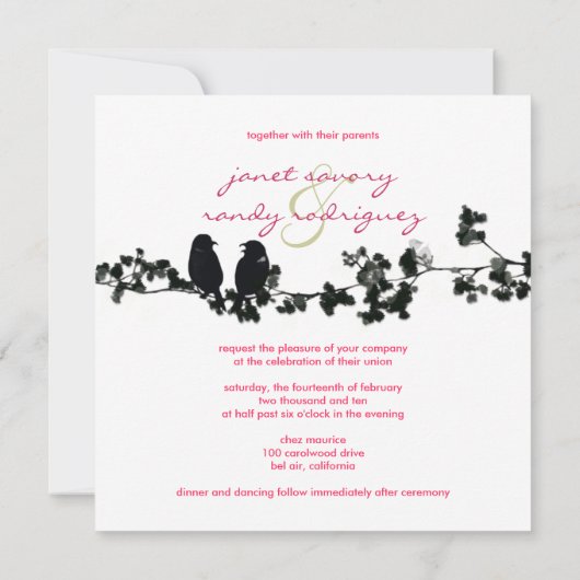 Invitation inséparables noirs + blancs (Dos)