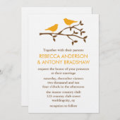 Invitation Inséparables oranges sur un mariage de branche (Devant / Derrière)
