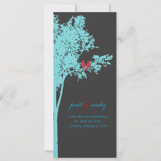 Invitation Inséparables PixDezines, couleur Turquoise Ash Tr (Devant)