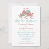 Invitation Inséparables Rose Bleu Vert Turquoise Mariage (Devant)