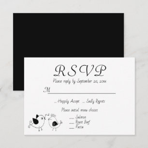 Invitation Inséparables RSVP Noir Blanc Mariage Oiseaux de De