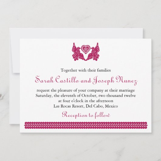 Invitation Inséparables sombres Fuchsia Papel Picado (Devant)