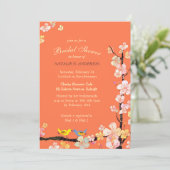 Invitation Inséparables Spring Floral Orange Fête des mariées (Debout devant)