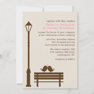 Invitation Inséparables sur le Mariage Park Bench