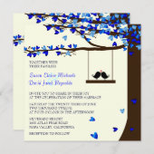 Invitation Inséparables tombant des coeurs Chêne (Devant / Derrière)