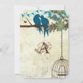 Invitation Inséparables turquoises assis dans un mariage d'ar (Dos)