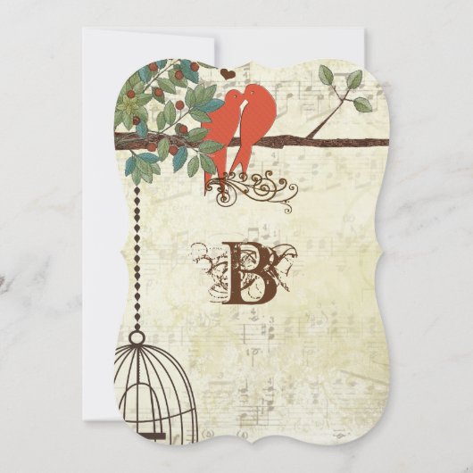 Invitation Inséparables turquoises assis dans un mariage d'ar (Dos)