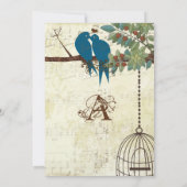 Invitation Inséparables turquoises assis dans un mariage d'ar (Dos)