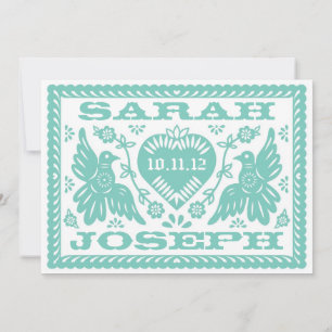 Invitation Inséparables turquoises de Papel Picado