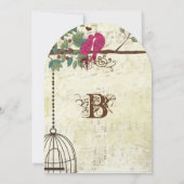 Invitation Inséparables Turquoises Roses Assis Dans Un Mariag (Dos)