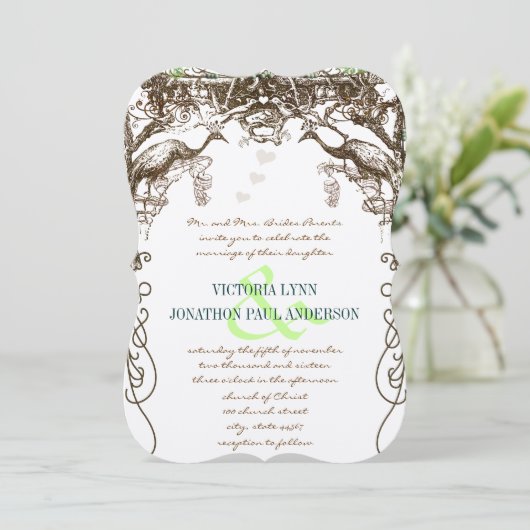 Invitation Inséparables Vintages de Rustic Peacock (Debout devant)