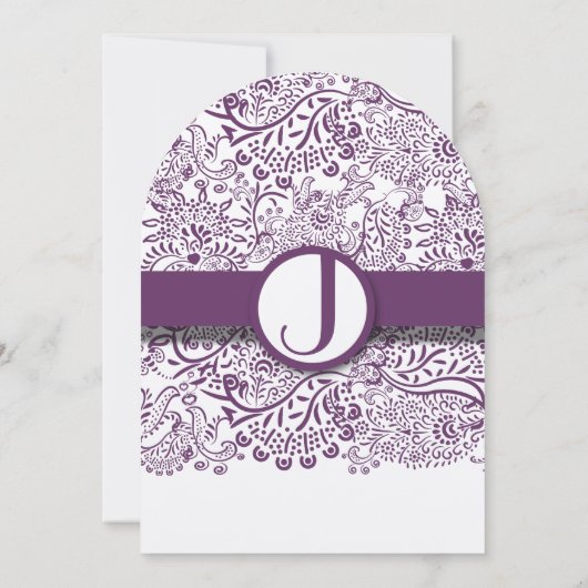 Invitation Inséparables violets Damask Monogram Mariages (Dos)