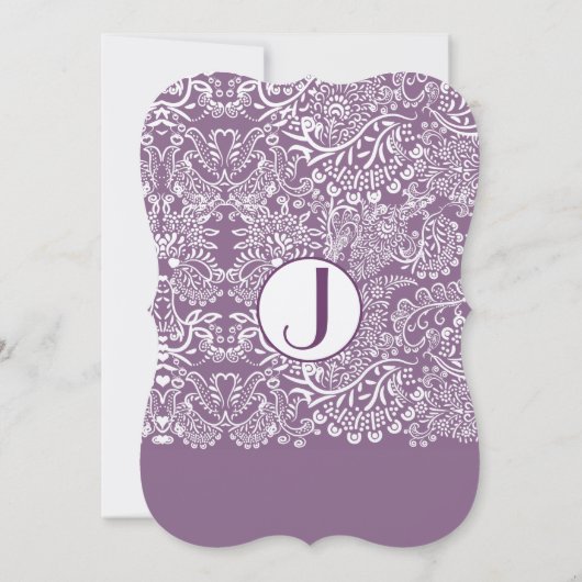 Invitation Inséparables violets Damask Monogram Mariages (Dos)