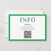 Invitation INSERT D'INFORMATION Code QR vert kelly moderne (Devant)