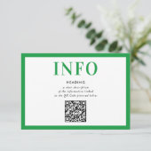 Invitation INSERT D'INFORMATION Code QR vert kelly moderne (Debout devant)