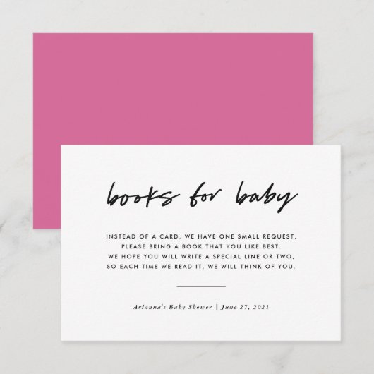 Invitation Insertion de la demande de livre minimale moderne (Devant / Derrière)