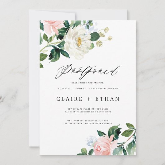 Invitation Insertion de report Mariage floral (Devant)