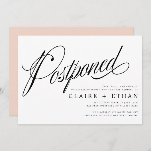 Invitation Insertion de report simple Mariage (Devant / Derrière)