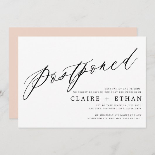 Invitation Insertion de report simple Mariage (Devant / Derrière)