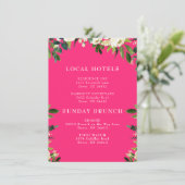 Invitation Insertion Rose Chaud Floral Blanc En Cascade (Debout devant)